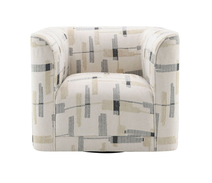 Beige Swivel Accent Chair with Pocket Coil Seating & 360° Rotation - 1st Choice Furniture Direct