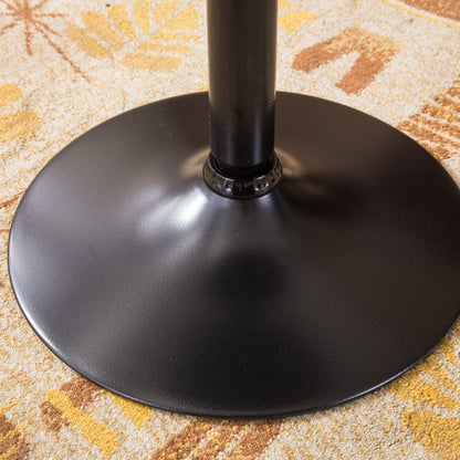 Belham Black Round Top with Black Leg And Base Metal Bar Table and 2 Swivel Black Bonded Leather Adjustable Bar Stool Bar Sets - 1st Choice Furniture Direct