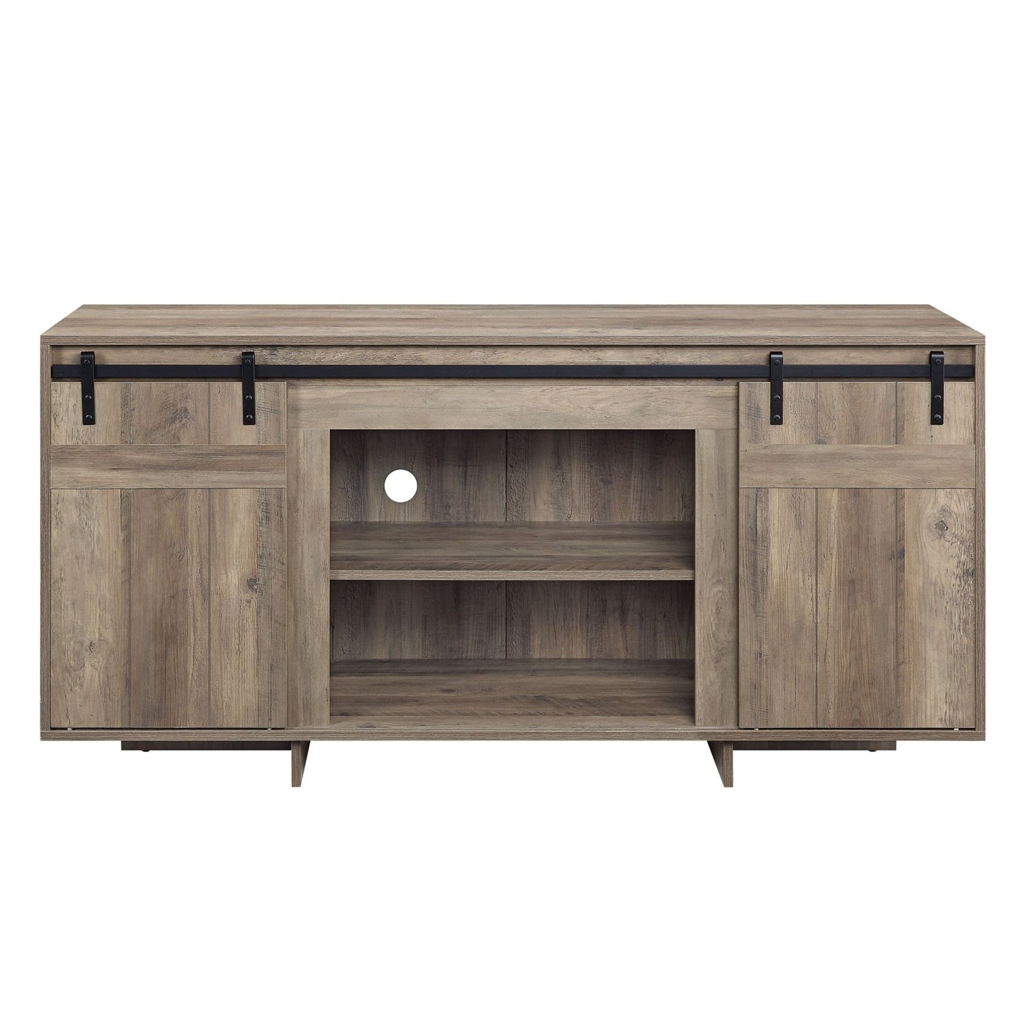 Bellarosa Gray Washed Finish Farmhouse Style TV Stand - 1st Choice Furniture Direct