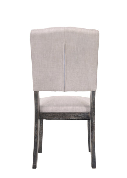 Bernard Beige Linen & Weathered Gray Oak Finish Side Chair (Set of 2) - 1st Choice Furniture Direct