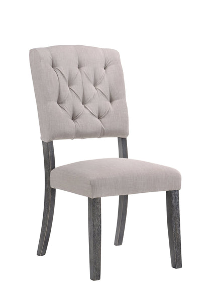 Bernard Beige Linen & Weathered Gray Oak Finish Side Chair (Set of 2) - 1st Choice Furniture Direct