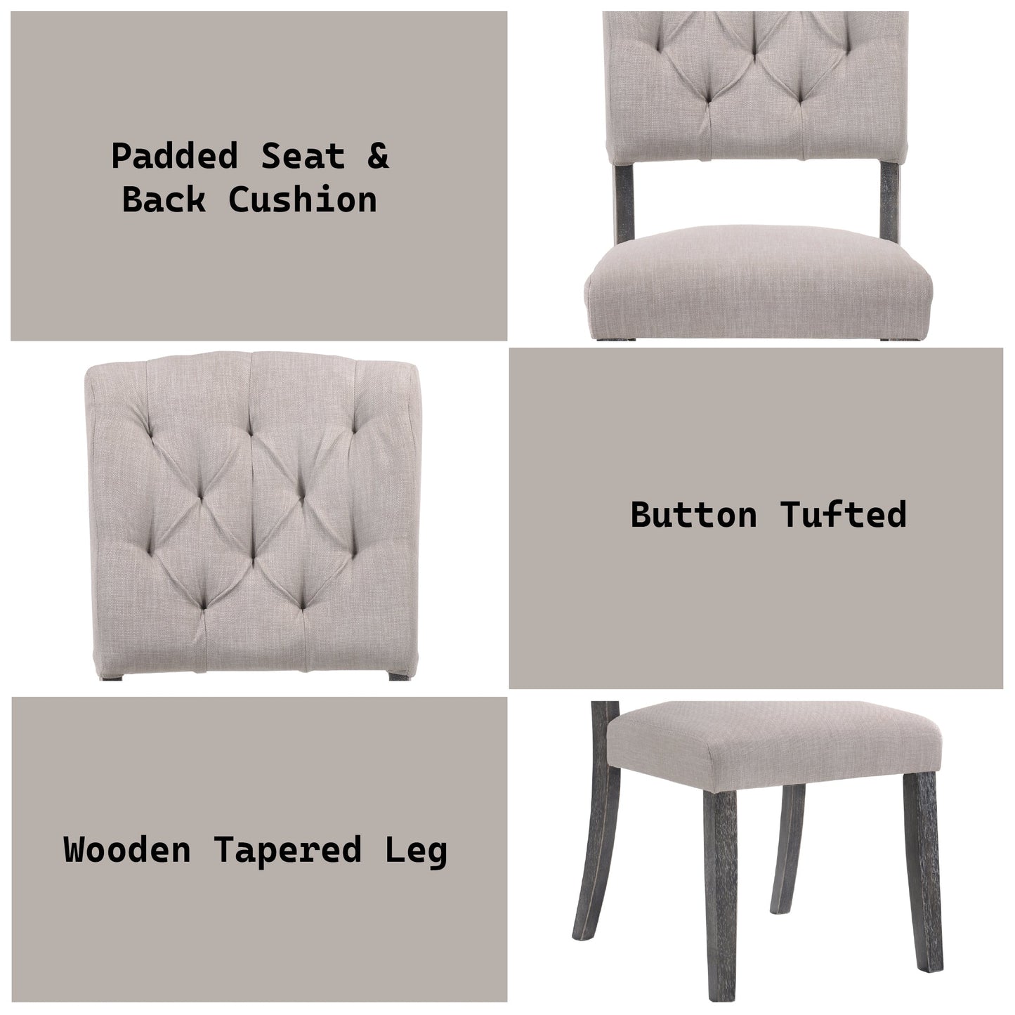 Bernard Beige Linen & Weathered Gray Oak Finish Side Chair (Set of 2) - 1st Choice Furniture Direct