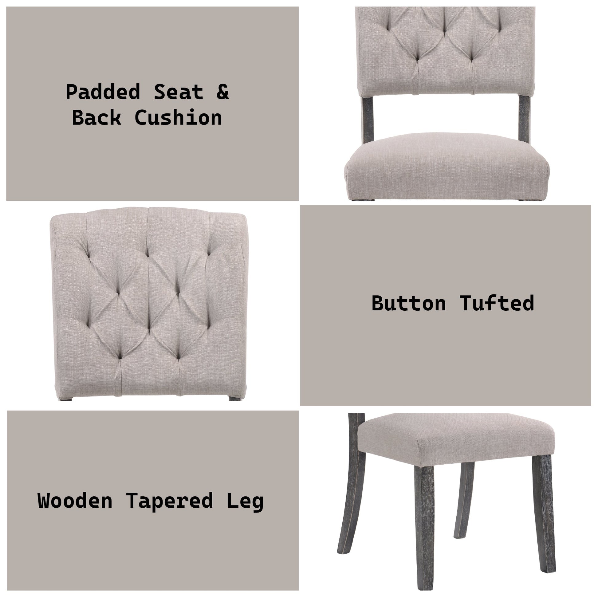 Bernard Beige Linen & Weathered Gray Oak Finish Side Chair (Set of 2) - 1st Choice Furniture Direct