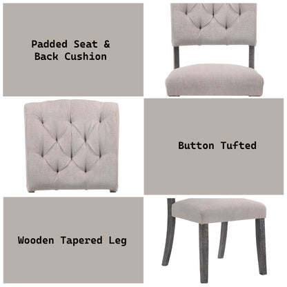 Bernard Beige Linen & Weathered Gray Oak Finish Side Chair (Set of 2) - 1st Choice Furniture Direct