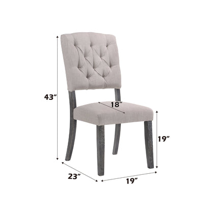 Bernard Beige Linen & Weathered Gray Oak Finish Side Chair (Set of 2) - 1st Choice Furniture Direct