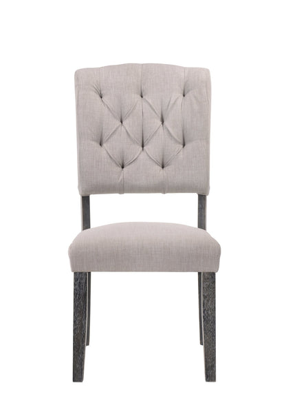 Bernard Beige Linen & Weathered Gray Oak Finish Side Chair (Set of 2) - 1st Choice Furniture Direct