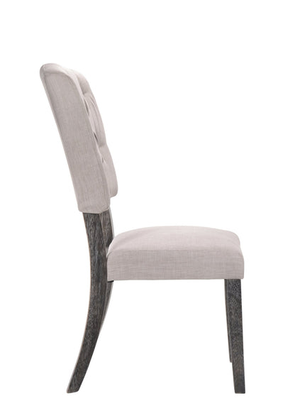 Bernard Beige Linen & Weathered Gray Oak Finish Side Chair (Set of 2) - 1st Choice Furniture Direct