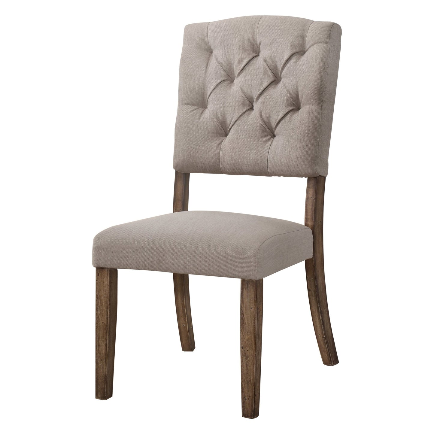 Bernard Beige Linen & Weathered Oak Finish Side Chair (Set of 2) - 1st Choice Furniture Direct