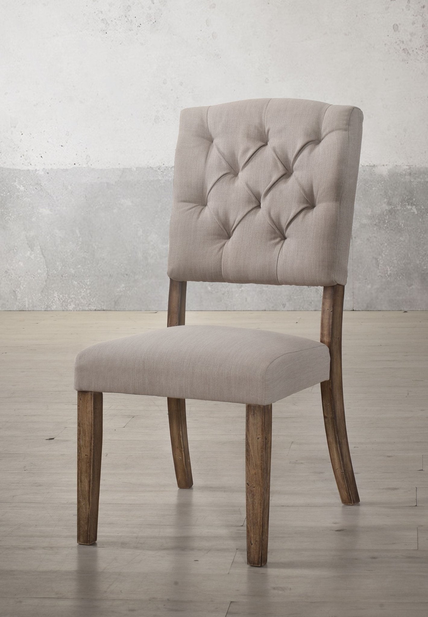 Bernard Beige Linen & Weathered Oak Finish Side Chair (Set of 2) - 1st Choice Furniture Direct