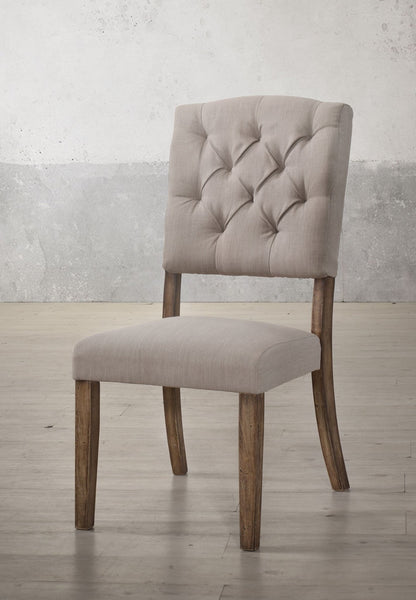 Bernard Beige Linen & Weathered Oak Finish Side Chair (Set of 2) - 1st Choice Furniture Direct