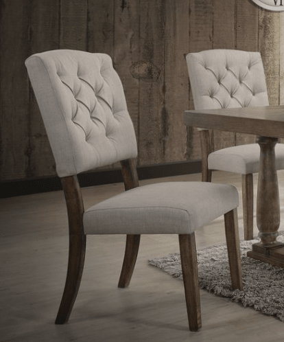 Bernard Beige Linen & Weathered Oak Finish Side Chair (Set of 2) - 1st Choice Furniture Direct
