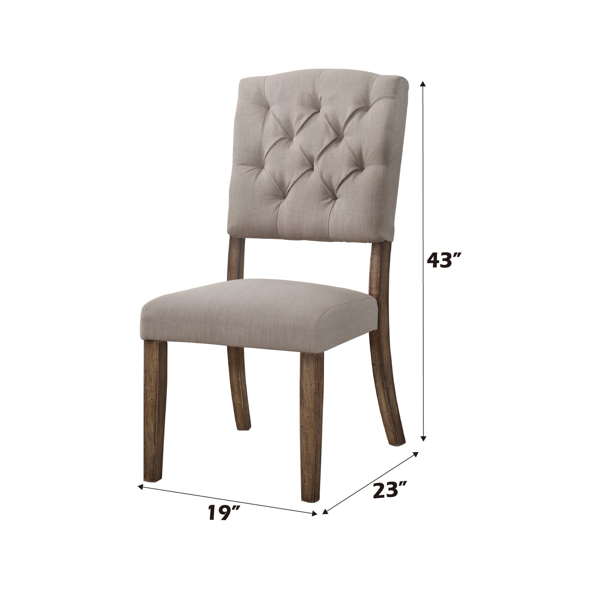 Bernard Beige Linen & Weathered Oak Finish Side Chair (Set of 2) - 1st Choice Furniture Direct