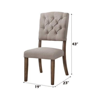Bernard Beige Linen & Weathered Oak Finish Side Chair (Set of 2) - 1st Choice Furniture Direct