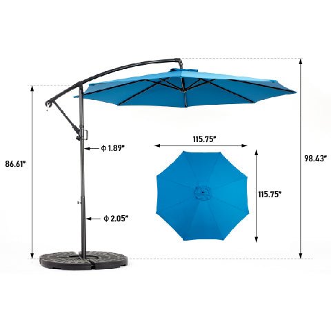 Best Choice Products 10ft Offset Hanging Market Patio Umbrella w/Easy Tilt Adjustment, Polyester Shade, 8 Ribs for Backyard, Poolside - ( Dark blue ) (No Base) - 1st Choice Furniture Direct