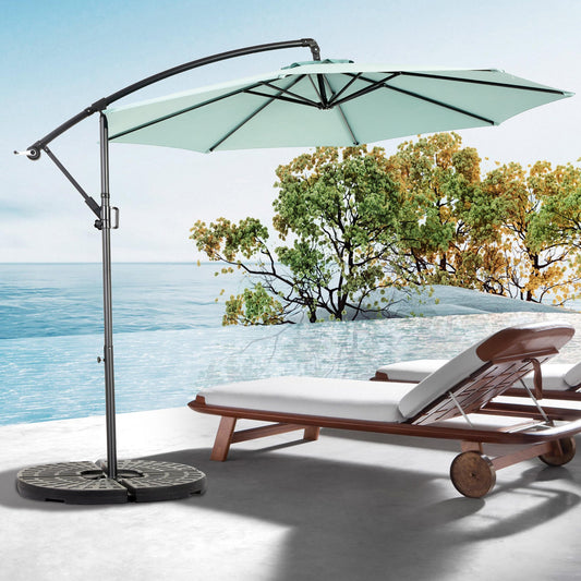 Best Choice Products 10ft Offset Hanging Market Patio Umbrella w/Easy Tilt Adjustment, Polyester Shade, 8 Ribs for Backyard, Poolside - ( Light green )(No Base) - 1st Choice Furniture Direct
