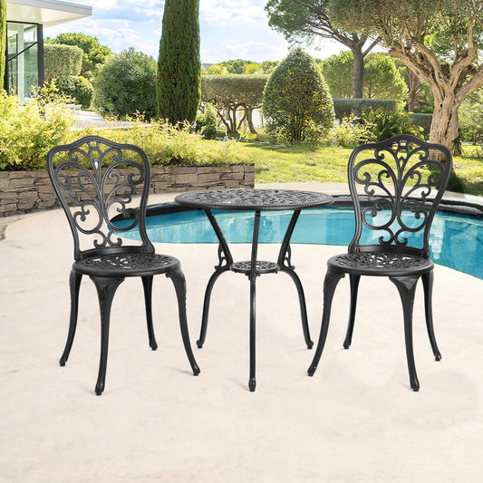 Best Choice Products 3 - Piece Outdoor Rust - Resistant Cast Aluminum Patio Bistro Set Black - 1st Choice Furniture Direct