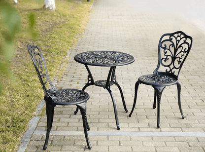 Best Choice Products 3 - Piece Outdoor Rust - Resistant Cast Aluminum Patio Bistro Set Black - 1st Choice Furniture Direct