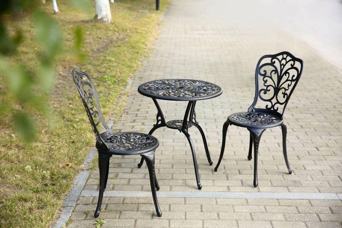 Best Choice Products 3 - Piece Outdoor Rust - Resistant Cast Aluminum Patio Bistro Set Black - 1st Choice Furniture Direct