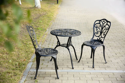 Best Choice Products 3 - Piece Outdoor Rust - Resistant Cast Aluminum Patio Bistro Set Black - 1st Choice Furniture Direct