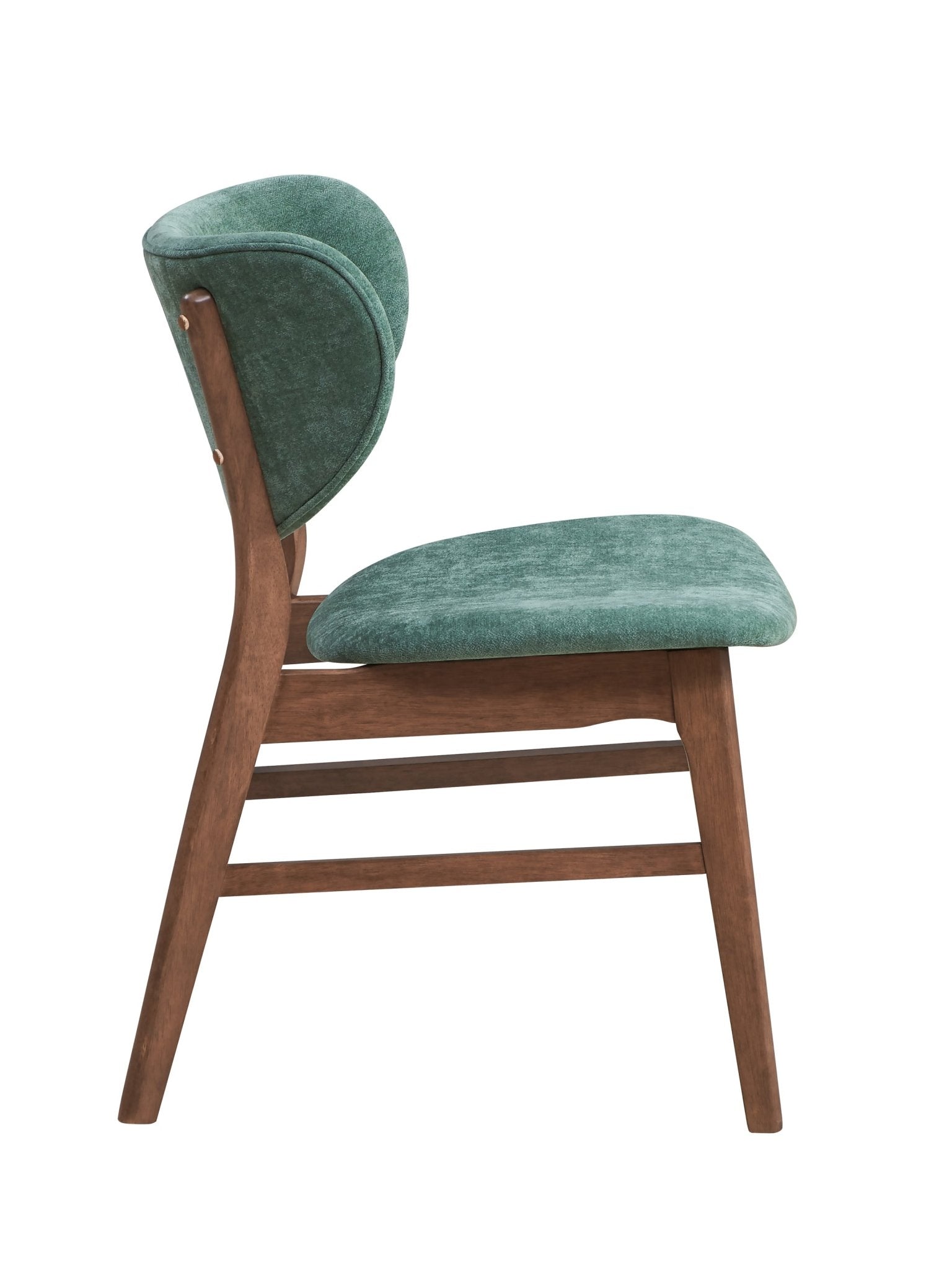Bevis 5-Piece Walnut Finish Dining Set with Faux Marble Tabletop and Green Upholstered Chairs - 1st Choice Furniture Direct