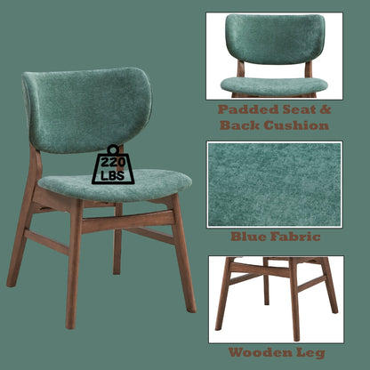 Bevis 5-Piece Walnut Finish Dining Set with Faux Marble Tabletop and Green Upholstered Chairs - 1st Choice Furniture Direct
