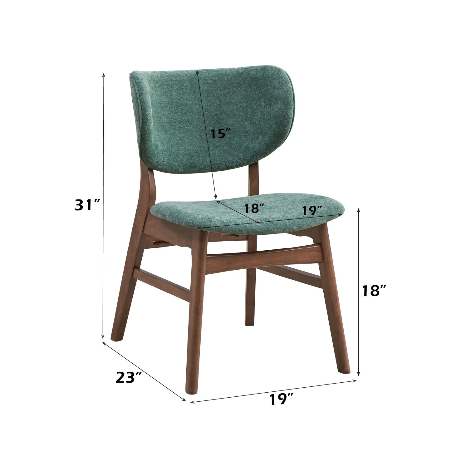 Bevis 5-Piece Walnut Finish Dining Set with Faux Marble Tabletop and Green Upholstered Chairs - 1st Choice Furniture Direct