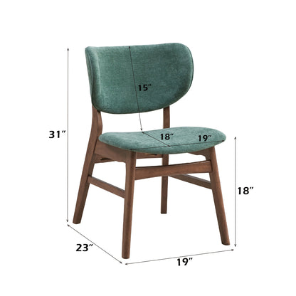 Bevis 5-Piece Walnut Finish Dining Set with Faux Marble Tabletop and Green Upholstered Chairs - 1st Choice Furniture Direct