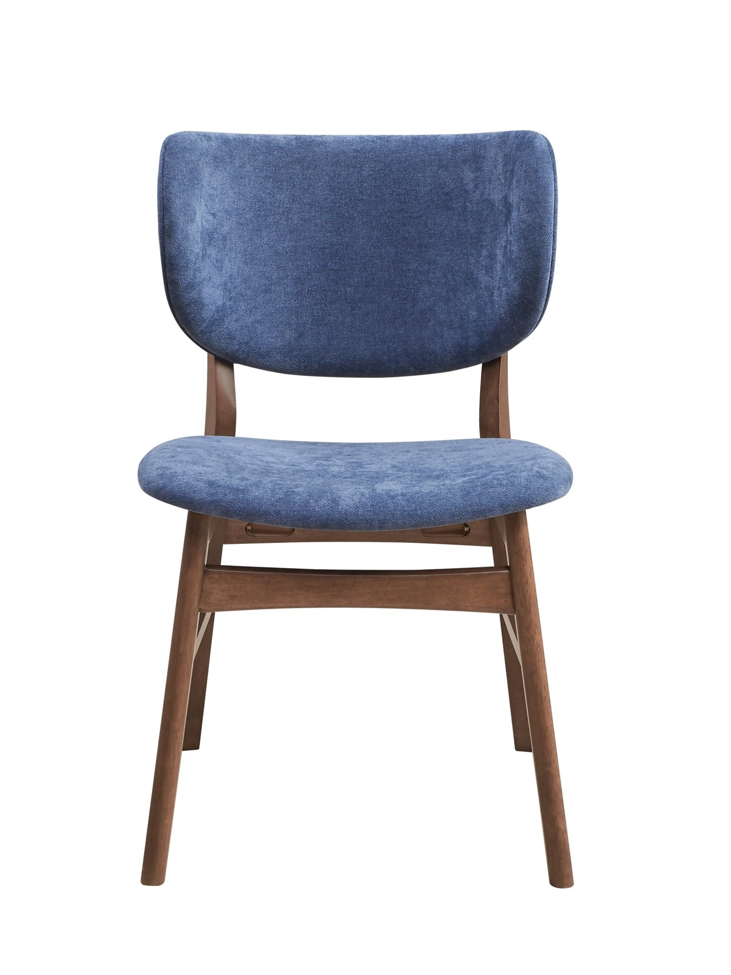Bevis Blue Fabric & Walnut Finish Side Chair (Set of 2) - 1st Choice Furniture Direct