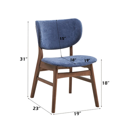 Bevis Blue Fabric & Walnut Finish Side Chair (Set of 2) - 1st Choice Furniture Direct
