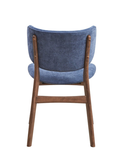 Bevis Blue Fabric & Walnut Finish Side Chair (Set of 2) - 1st Choice Furniture Direct