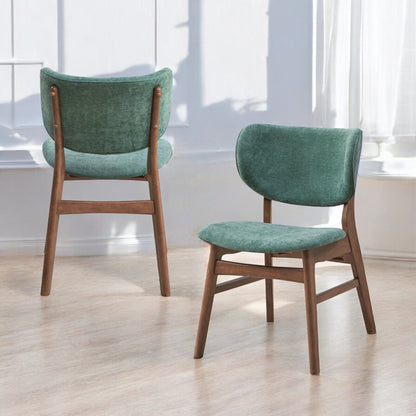 Bevis Green Fabric & Walnut Finish Side Chair (Set of 2) - 1st Choice Furniture Direct