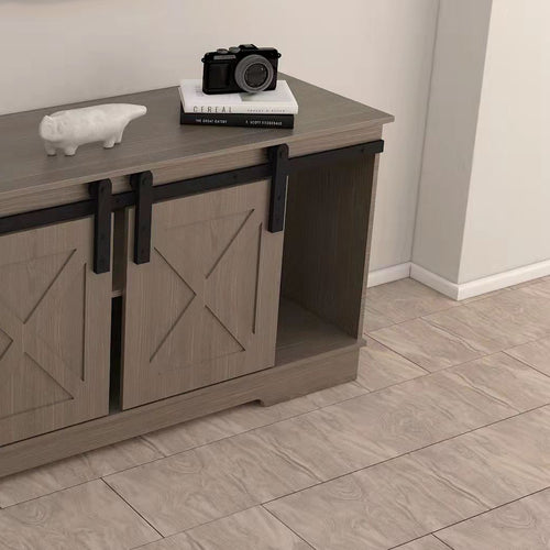 1st Choice Modern Lane TV Stand with Sliding Barndoors in Rustic Gray