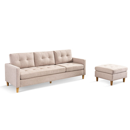 1st Choice 87" Wide Modern Convertible Sectional Sofa & Chaise in Beige