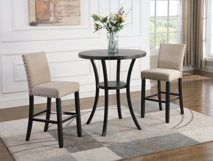 Biony 36' Round Espresso Finish Bar Table Nail Head Trim - 1st Choice Furniture Direct