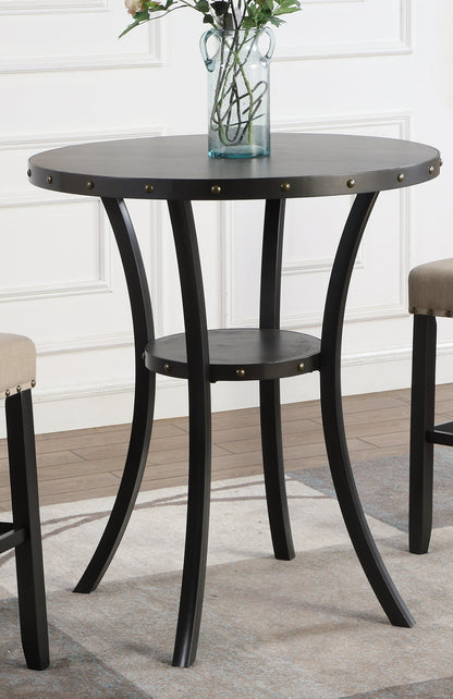 Biony 36' Round Espresso Finish Bar Table Nail Head Trim - 1st Choice Furniture Direct