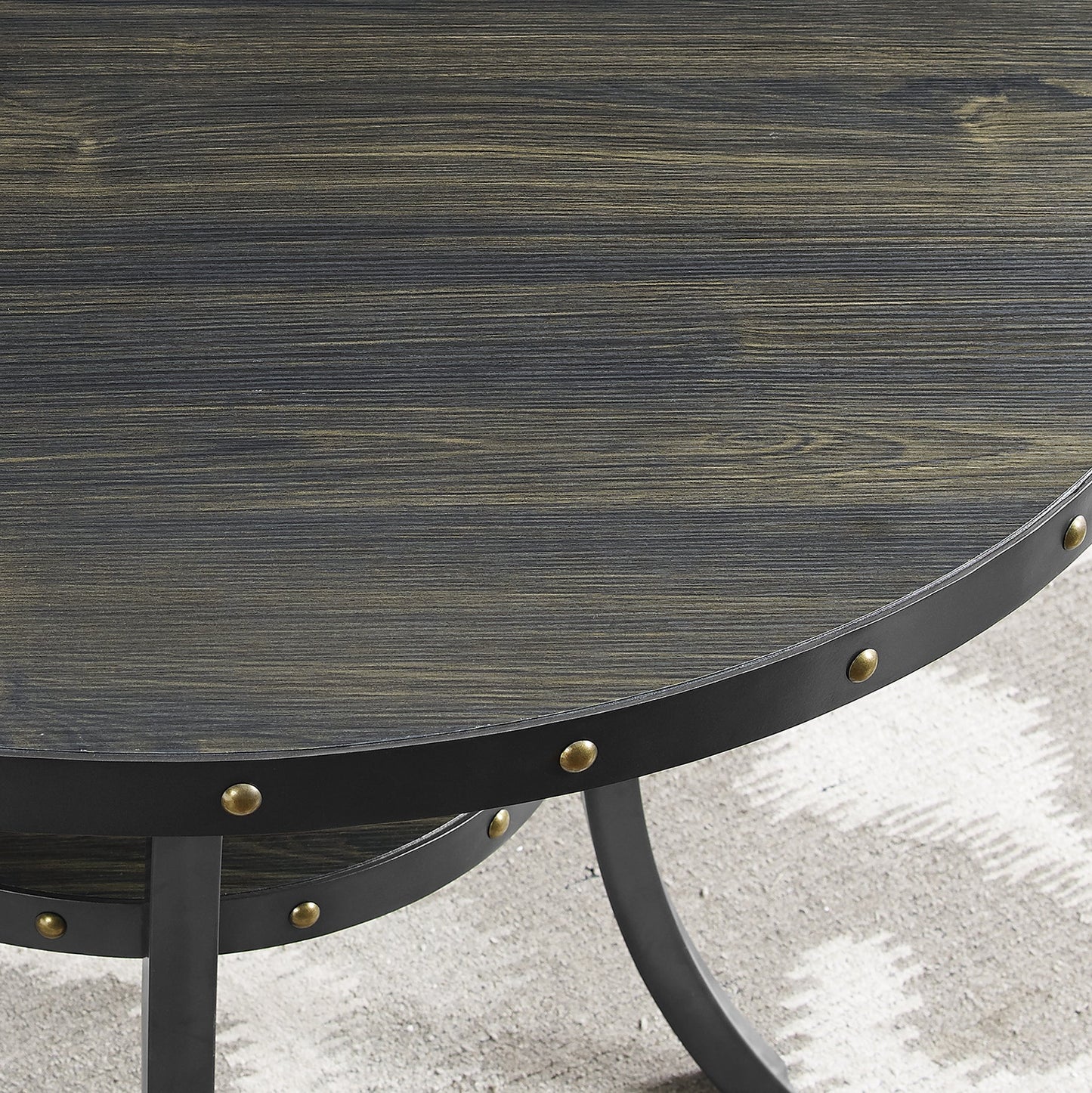 Biony 36' Round Espresso Finish Bar Table Nail Head Trim - 1st Choice Furniture Direct