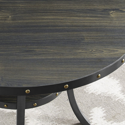 Biony 36' Round Espresso Finish Bar Table Nail Head Trim - 1st Choice Furniture Direct