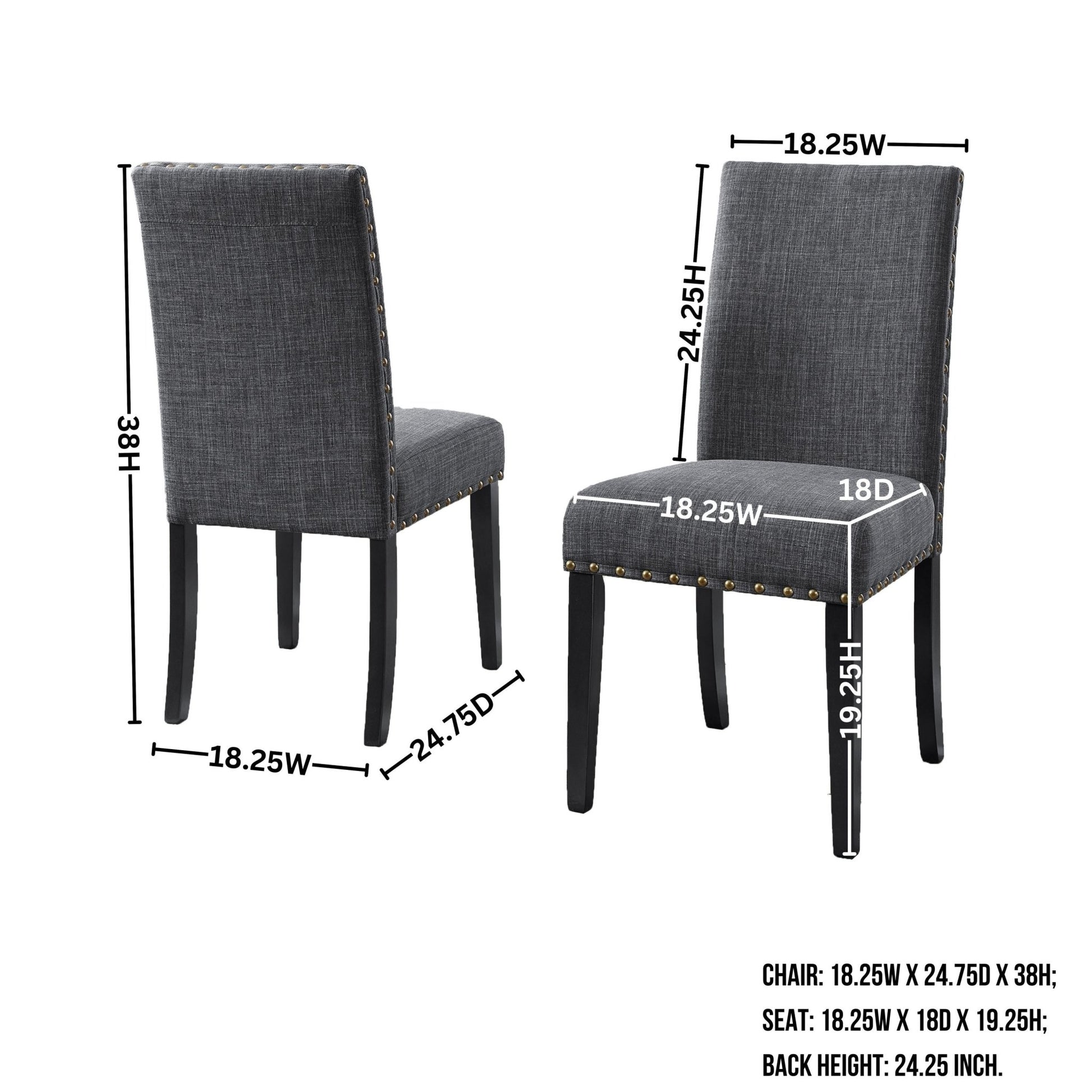 Biony Espresso Wood Dining Set with Gray Fabric Nailhead Chairs - 1st Choice Furniture Direct