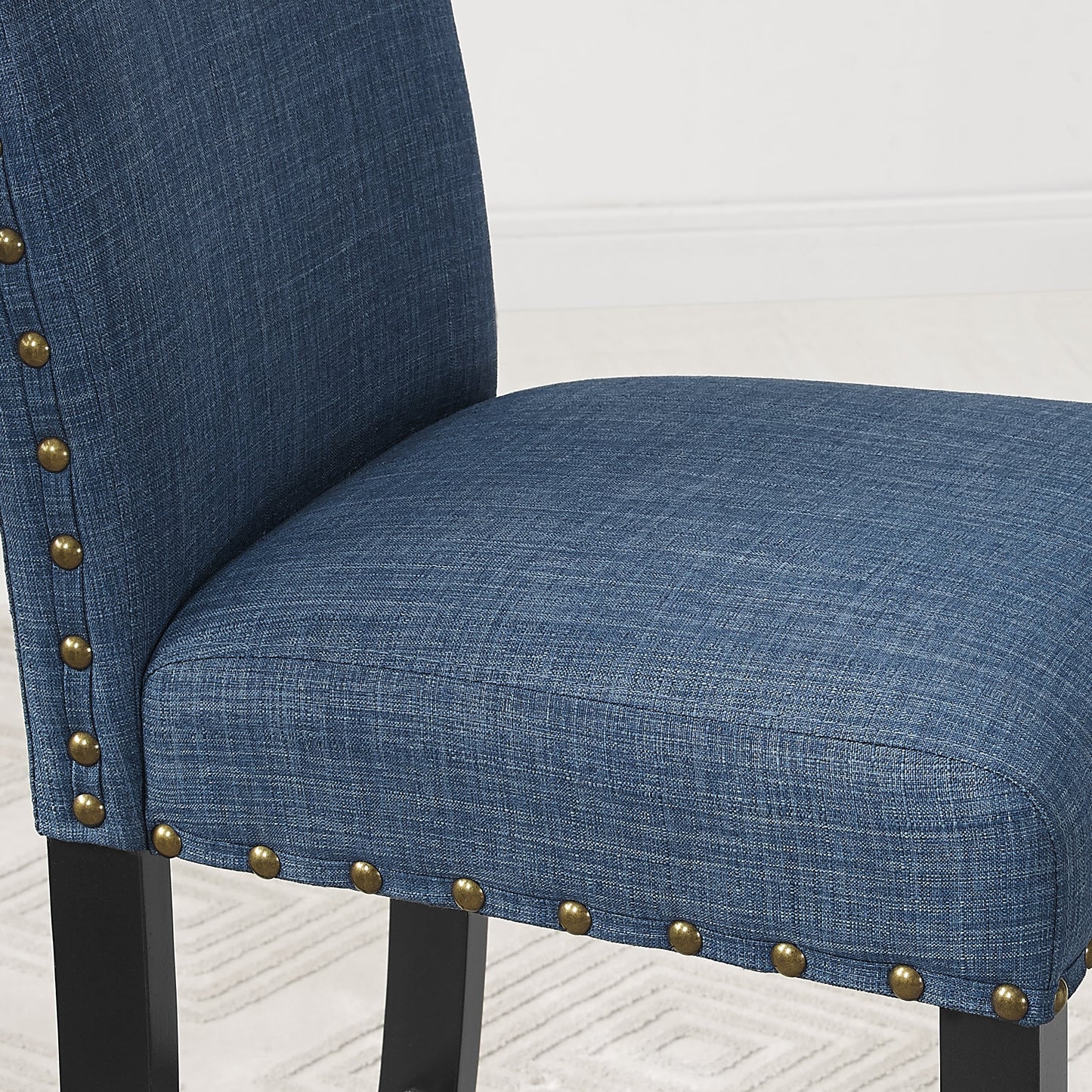 Biony Fabric Bar Stools with Nailhead Trim, Set of 2, Blue - 1st Choice Furniture Direct