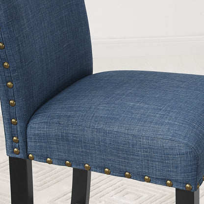 Biony Fabric Bar Stools with Nailhead Trim, Set of 2, Blue - 1st Choice Furniture Direct