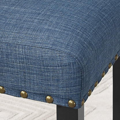 Biony Fabric Bar Stools with Nailhead Trim, Set of 2, Blue - 1st Choice Furniture Direct