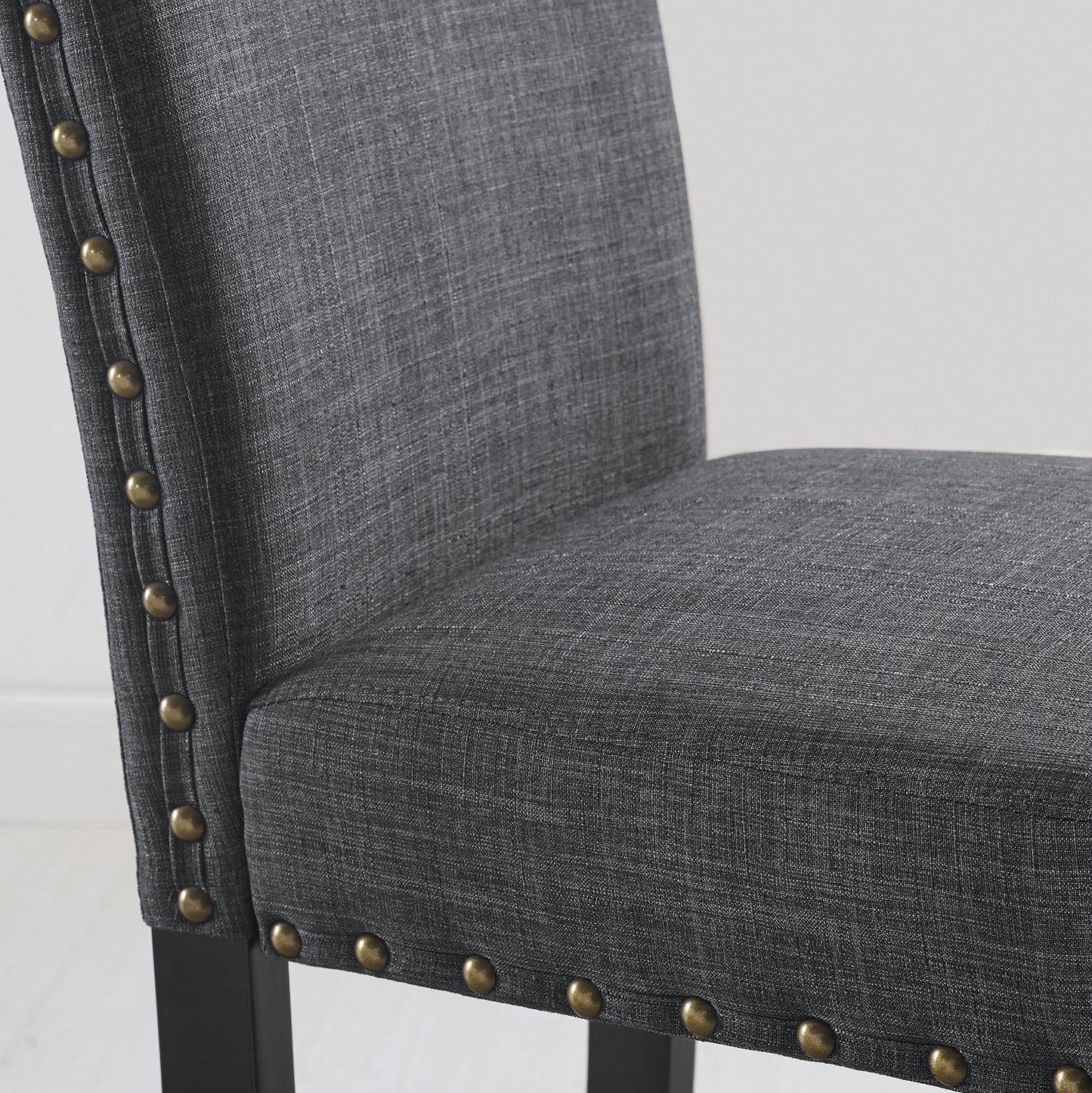 Biony Fabric Bar Stools with Nailhead Trim, Set of 2, Grey - 1st Choice Furniture Direct