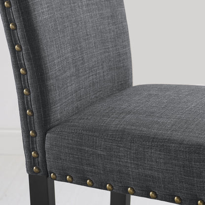 Biony Fabric Bar Stools with Nailhead Trim, Set of 2, Grey - 1st Choice Furniture Direct