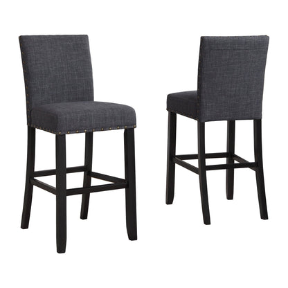 Biony Fabric Bar Stools with Nailhead Trim, Set of 2, Grey - 1st Choice Furniture Direct