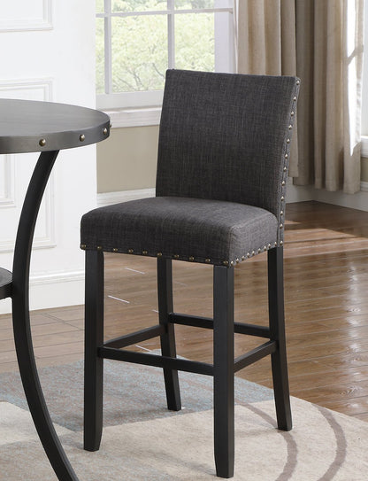 Biony Fabric Bar Stools with Nailhead Trim, Set of 2, Grey - 1st Choice Furniture Direct