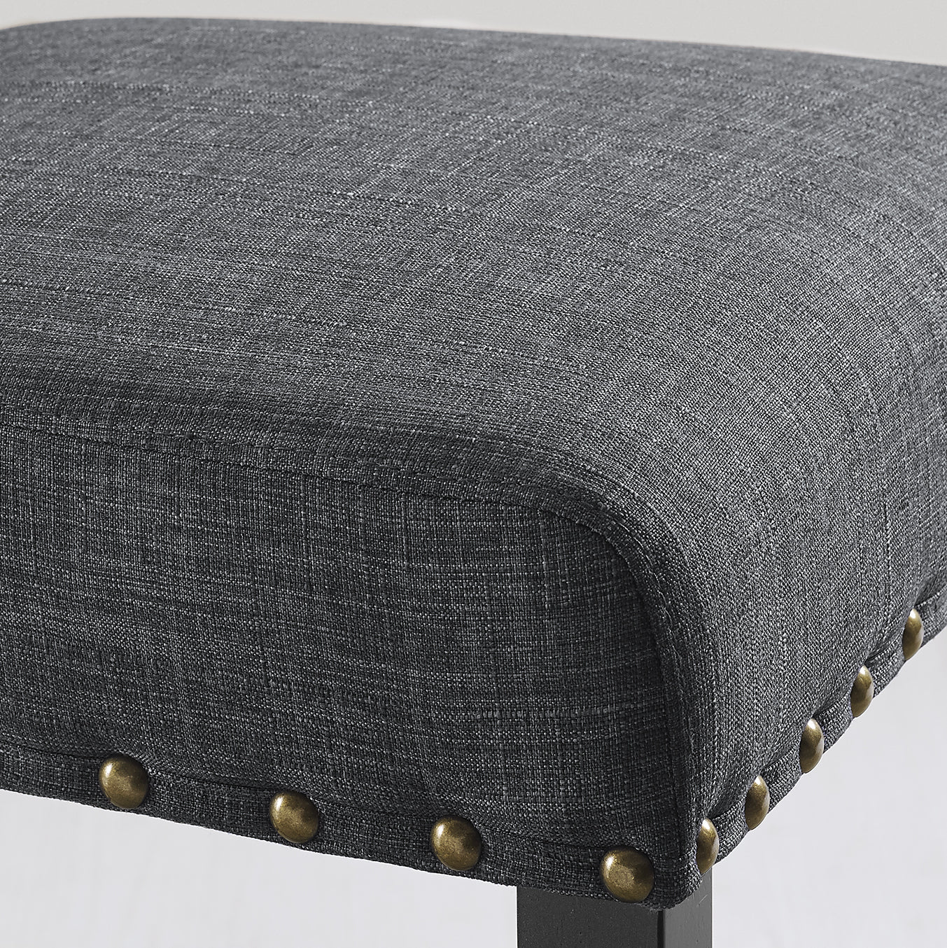 Biony Fabric Bar Stools with Nailhead Trim, Set of 2, Grey - 1st Choice Furniture Direct