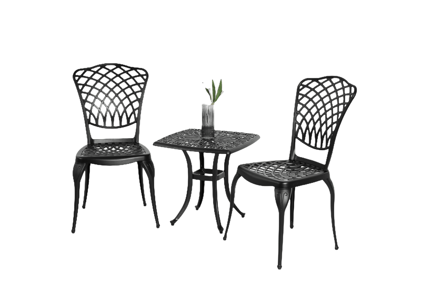 Bistro Set 3 Piece Rustproof Cast Aluminum Patio Furniture Sets 2 Chairs and 1 Round Table Outdoor, Garden, Patio, Balcony, black - 1st Choice Furniture Direct