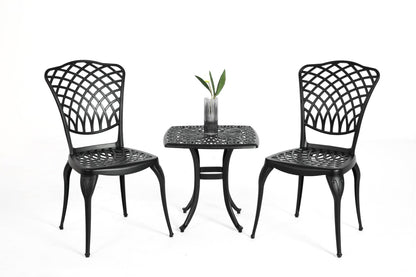 Bistro Set 3 Piece Rustproof Cast Aluminum Patio Furniture Sets 2 Chairs and 1 Round Table Outdoor, Garden, Patio, Balcony, black - 1st Choice Furniture Direct