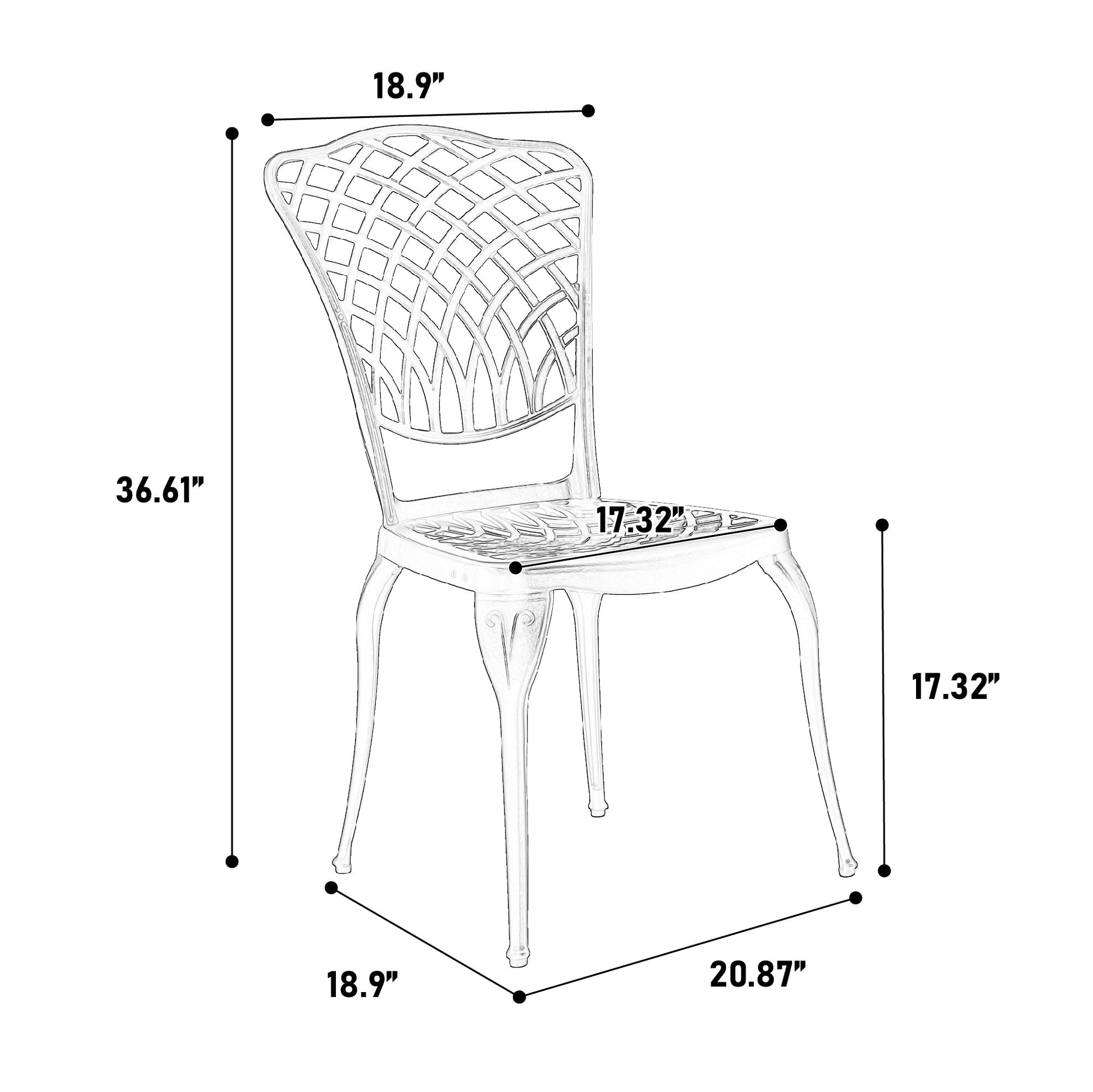 Bistro Set 3 Piece Rustproof Cast Aluminum Patio Furniture Sets 2 Chairs and 1 Round Table Outdoor, Garden, Patio, Balcony, white - 1st Choice Furniture Direct