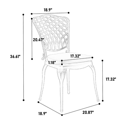 Bistro Set 3 Piece Rustproof Cast Aluminum Patio Furniture Sets 2 Chairs and 1 Round Table Outdoor, Garden, Patio, Balcony, with cushion white - 1st Choice Furniture Direct